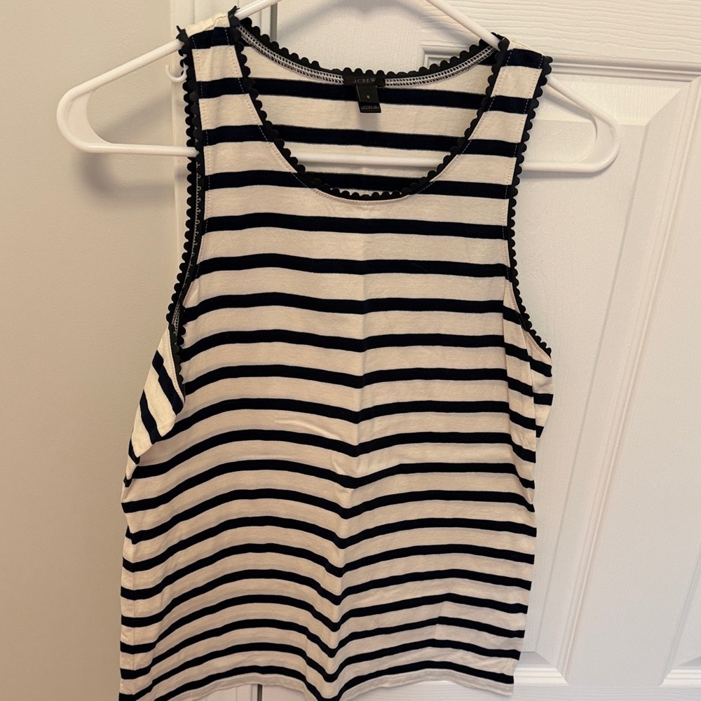 J. Crew Navy and White Striped Scallop-Edge Tank- SIZE SMALL!